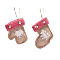 Decoration & Design Kft Kesztyű-Csizma Akasztós Textil 8Cm Barna-Piros 2Féle