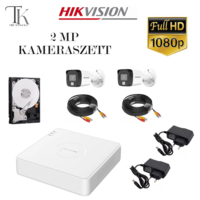  Hikvision 2MP-es éjjel nappal színes 2 csőkamerás rögzítő rendszer + 500GB HDD