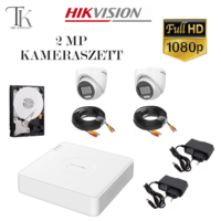  Hikvision 2MP-es éjjel nappal színes 2 domekamerás rögzítő rendszer + 500GB HDD