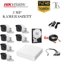  Hikvision 2MP-es 6 csőkamerás rögzítő rendszer + 500GB HDD