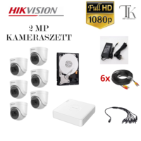  Hikvision 2MP-es 6 domekamerás rögzítő rendszer + 500GB HDD