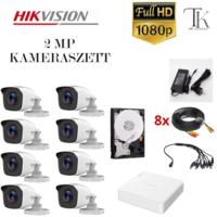  Hikvision 2MP-es 8 csőkamerás rögzítő rendszer + 500GB HDD