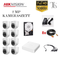  Hikvision 2MP-es 8 domekamerás rögzítő rendszer + 500GB HDD