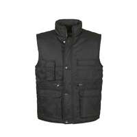 Top TOP VEST BASIC bélelt mellény, 80% poliészter, 20% pamut, multifunkciós zsebek, fekete, 2XL