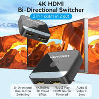 Vention Vention HDMI (2 Portos,kétirányú, 4K,60Hz, fekete), switcher