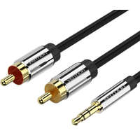 Vention Vention 3.5mm jack/M -> 2*RCA/M, (audio, aranyozott, fémház), 1,5m, kábel