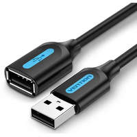 Vention Vention USB-A 2.0/M -> USB-A 2.0/F (hosszabbító, PVC fekete), 2m, kábel