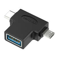 Vention Vention USB 3.0 -> micro USB + USB-C , (fekete, hármas elosztó), adapter