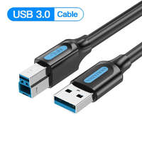 Vention Vention USB-A 3.0 -> USB-B 3.0 (PVC type, fekete,nyomtatókábel , printerkábel) , 1,5m, Vention