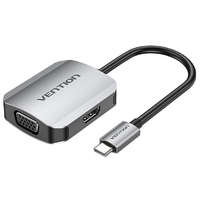 Vention Vention USB-C -> HDMI/VGA (0,15m Szürke Aluminum Ötvözet) konverter