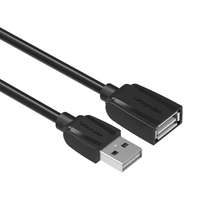 Vention Vention USB-A 2.0/M -> USB-A 2.0/F (hosszabbító,PVC,fekete), 1m, kábel