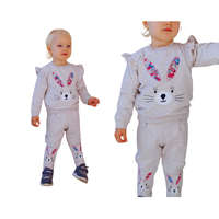 Nyuszis kislány melegítő szett, világosszürke