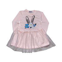 Nyuszis tüll kislány ruha, barack, 1-2 év