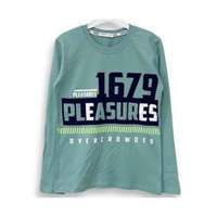 Feliratos fiú felső, türkizkék,