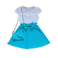 Csipkés hátú egész lány ruha, kék, 128