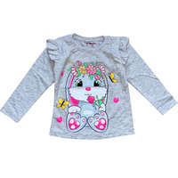 Nyuszi mintás hosszú ujjú felső, szürke, 3-4 év