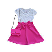 Csipkés hátú egész lány ruha, pink, 164