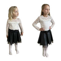  Műbőr kislány szoknya, fekete, 152
