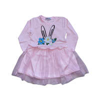 Nyuszis tüll kislány ruha, púder rózsaszín, 2-3 év