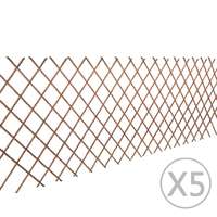 vidaXL vidaXL 5 darab rácsos fűzfa kerítés 180 x 90 cm