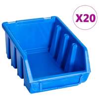 vidaXL vidaXL 20 db kék műanyag egymásra rakható tárolódoboz