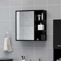 vidaXL vidaXL fekete forgácslap tükrös fürdőszoba szekrény 62,5x20,5x64 cm