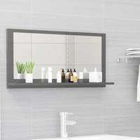 vidaXL vidaXL magasfényű szürke forgácslap fürdőszobai tükör 80 x 10,5 x 37 cm