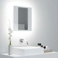vidaXL vidaXL magasfényű fehér akril LED-es fürdőszobai tükrös szekrény