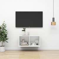vidaXL vidaXL fehér falra szerelhető forgácslap TV-szekrény 37 x 37 x 72 cm
