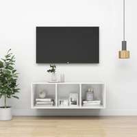 vidaXL vidaXL magasfényű fehér forgácslap fali TV-szekrény 37 x 37 x 107 cm