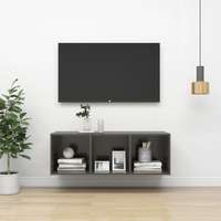 vidaXL vidaXL magasfényű szürke forgácslap fali TV-szekrény 37 x 37 x 107 cm