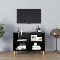 vidaXL vidaXL fekete TV-szekrény tömör falábakkal 69,5 x 30 x 50 cm