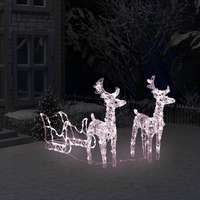 vidaXL vidaXL akril rénszarvasos-szános karácsonyi dísz 160 LED-del 130 cm