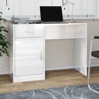 vidaXL vidaXL magasfényű fehér faanyag fiókos/rekeszes íróasztal 100x40x73 cm