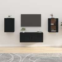 vidaXL vidaXL 2 db fekete falra szerelhető TV-szekrény 40 x 34,5 x 60 cm