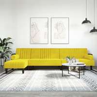 vidaXL vidaXL sárga L-alakú bársony kanapéágy 260x140x70 cm