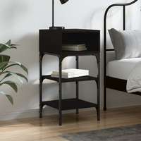 vidaXL vidaXL fekete szerelt fa ágy melletti asztal 35 x 34,5 x 70 cm