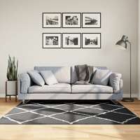 vidaXL vidaXL fekete és krém hosszú szálú bozontos modern szőnyeg 160 x 160cm
