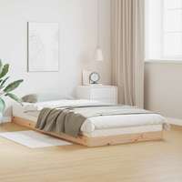 vidaXL vidaXL Földi ágykeret Természetes 90 x 210 cm Tömör fenyőfa