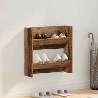 vidaXL vidaXL Fali cipőtartó polcokkal Falra szerelhető Egyéb Régi fa Faanyag