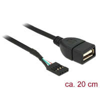 DeLock DeLock USB Pin header female > USB 2.0 type-A female Cable 20cm Black