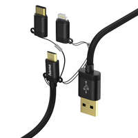  Hama 3-in-1 Alu microUSB Cable +Adapter for USB Type-C / Lightning 1m Black