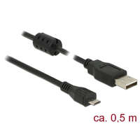  DeLock USB 2.0 Type-A male > USB 2.0 Micro-B male 0,5m cable Black