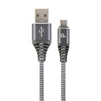 Gembird Gembird CC-USB2B-AMCM-1M-WB2 Premium cotton braided Type-C USB charging and data cable 1m Space grey/White
