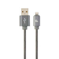 Gembird Gembird CC-USB2S-AMLM-1M-BG Lightning Premium spiral metal 8-pin charging and data cable 1m Metallic Grey