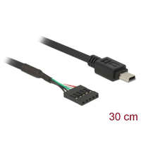 DeLock DeLock USB 2.0 pin header female 5 pin > USB 2.0 Type Mini-B male cable 0,3m Black