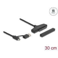 DeLock DeLock USB to SATA 6 Gb/s Converter with USB Type-C or USB Type-A connector Black