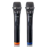  Lenco MCW-020BK Set of 2 wireless microphones with portable battery powered receiver Black