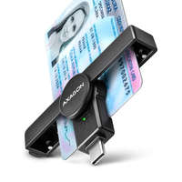 AXAGON AXAGON CRE-SMPC PocketReader USB-C Smart Card Reader Black