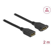  DeLock DisplayPort 1.2 cable female to female panel-mount 4K 60Hz 2m Black